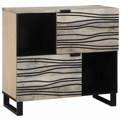 vidaXL Dressoir Wit 80 x 33 x 75 cm massief mangohout, Huis en Inrichting, Kasten | Dressoirs, Nieuw, Minder dan 50 cm, Overige houtsoorten