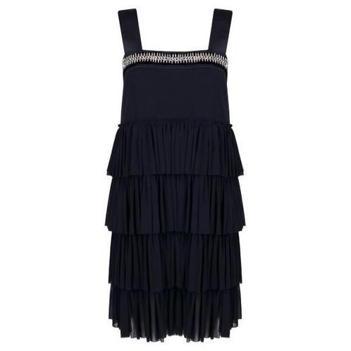 Twinset • donkerblauwe jurk met laagjes • 34 (IT40), Kleding | Dames, Jurken, Blauw, Nieuw, Maat 34 (XS) of kleiner, Verzenden