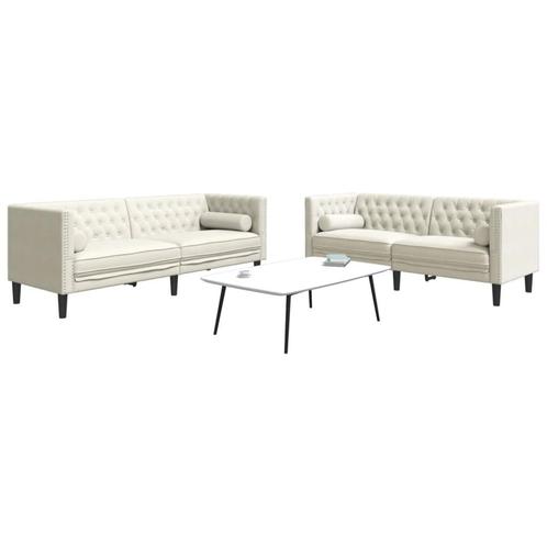 vidaXL 2-delige Loungeset Chesterfield met bolsters fluweel, Huis en Inrichting, Banken | Bankstellen, Nieuw, Stof, Vierpersoons of meer