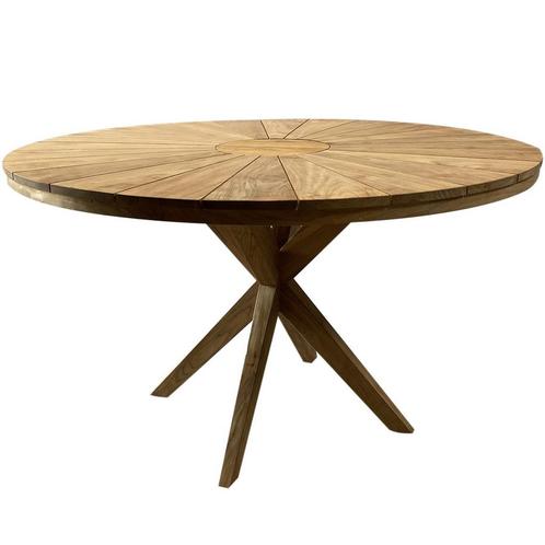 Cairo dining tuintafel 130 cm rond teakhout, Tuin en Terras, Tuintafels, Nieuw, Teakhout, Ophalen of Verzenden
