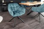 Bureaustoel PAPILLON petrol fluweel zwart metalen poten, Huis en Inrichting, Stoelen, Ophalen of Verzenden, Nieuw
