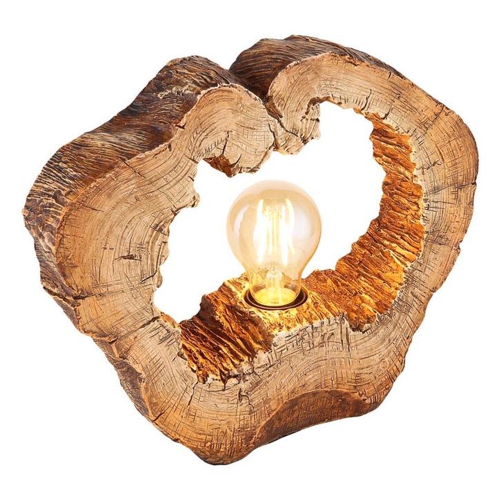 Tafellamp VINZENZ Hout E27 Hout ø8.5cm H:25.5cm, Huis en Inrichting, Lampen | Tafellampen, Nieuw, Hout, Ophalen of Verzenden