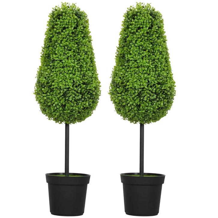 TRUUSK Set van 2 Kunstmatige Buxus 90cm - Traanvormig - Plas, Huis en Inrichting, Woonaccessoires | Kunstplanten en Kunstbloemen