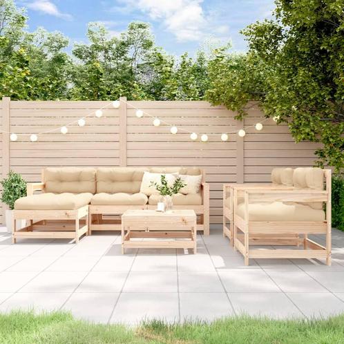 vidaXL 7-delige Loungeset met kussens massief teak, Tuin en Terras, Tuinsets en Loungesets, Loungeset, Nieuw, 7 zitplaatsen, Hout