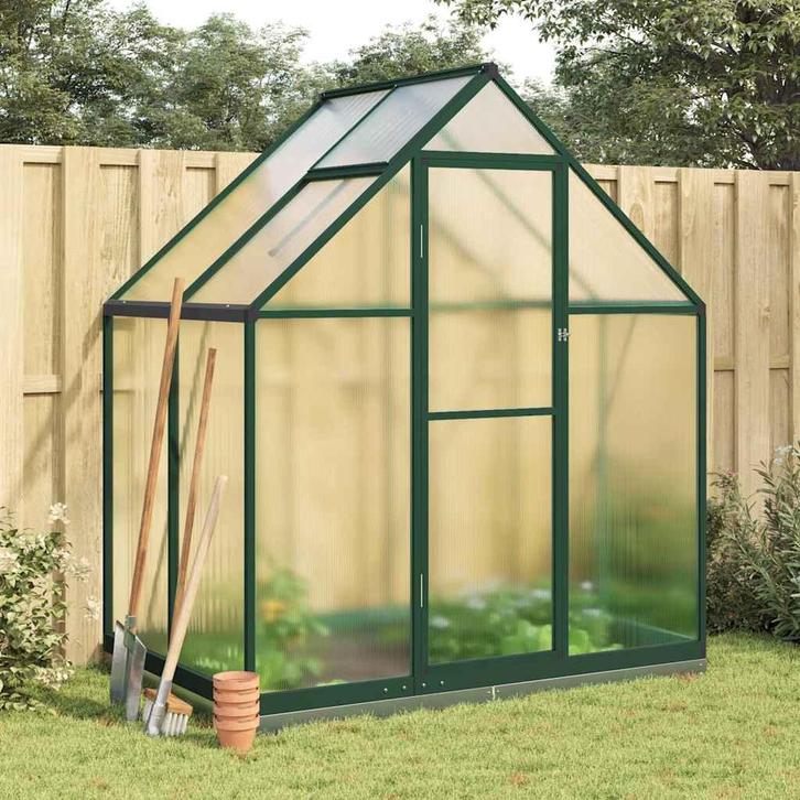 vidaXL Tuinkas met basisframe 169x114x202 cm aluminium groen, Tuin en Terras, Kassen, Nieuw, Verzenden