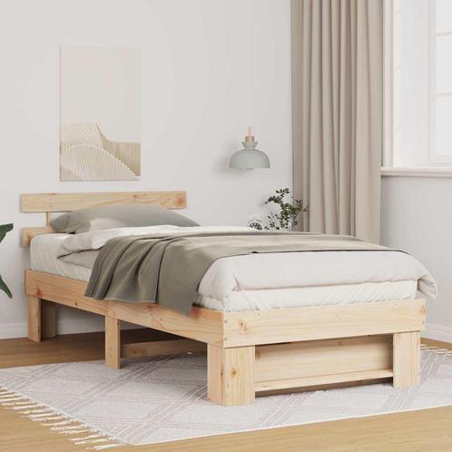 vidaXL Bedframe met hoofdeinde Bruin 80 x 200 cm Massief, Huis en Inrichting, Slaapkamer | Bedden, Bruin, Nieuw, Hout, Verzenden