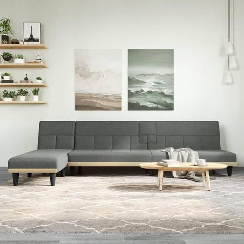 vidaXL Slaapbank L-vormig 255x140x70 cm stof donkergrijs, Huis en Inrichting, Banken | Bankstellen, Nieuw, Minder dan 150 cm, Stof