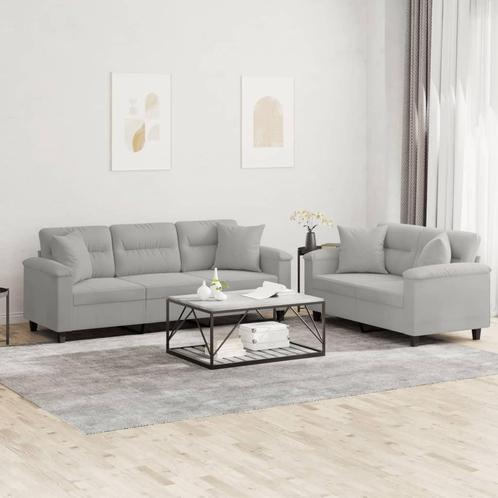 vidaXL 2-delige Loungeset met kussens microvezelstof, Huis en Inrichting, Banken | Bankstellen, Nieuw, Stof, Vierpersoons of meer