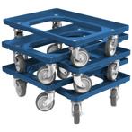 Dolly 60x40x15 Blauw met 4 rubberen zwenkwielen, Nieuw - Set, Ophalen of Verzenden
