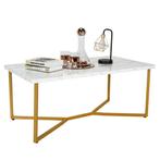 LIVSK Luxe Salontafel - Marmerachtig Tafelblad - Gouden Y-Po, Huis en Inrichting, Tafels | Salontafels, Verzenden, Nieuw