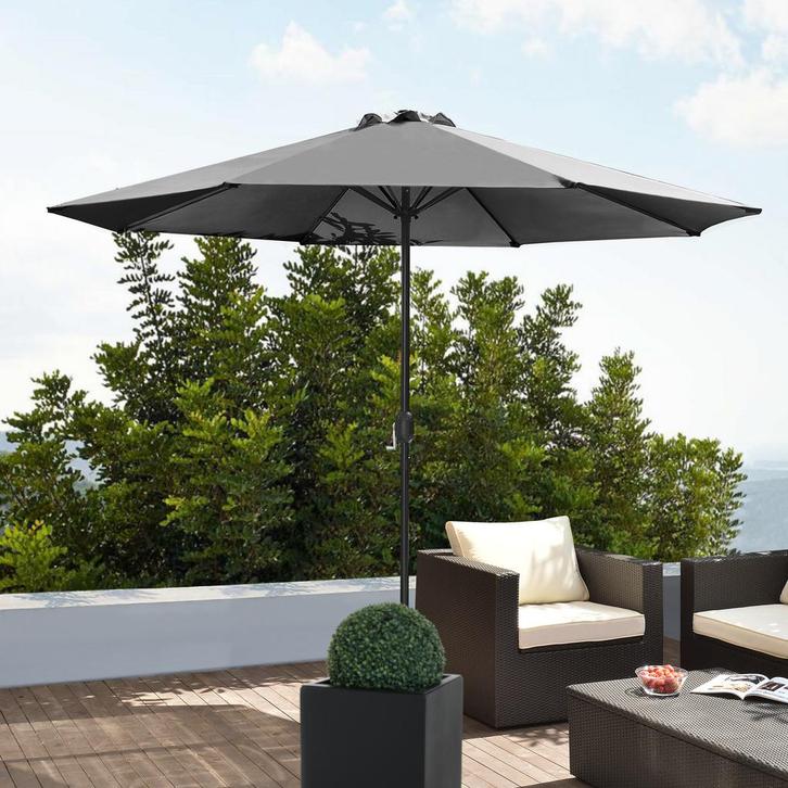 Parasol Budapest tuinparasol met zwengel Ø300 cm grijs casa., Tuin en Terras, Parasols, Verzenden
