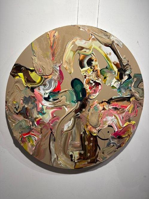 Vladinsky (1988) - Chaotic Posture on Round Canvas, Antiek en Kunst, Kunst | Schilderijen | Modern