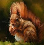 Tatjana Cechun - Miniature “Squirrel”, Antiek en Kunst, Kunst | Schilderijen | Klassiek