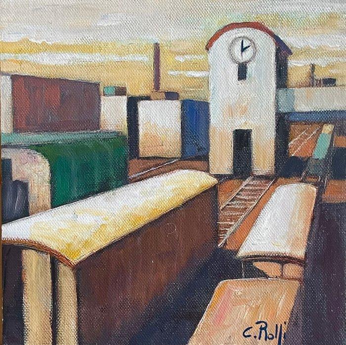 Claudio Rolfi (1960) - I treni a vapore, Antiek en Kunst, Kunst | Schilderijen | Modern