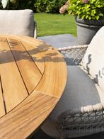 Saba low dining teak tafel 160ØxH69 cm met latte onderstel, Tuin en Terras, Tuintafels, Ophalen of Verzenden, Nieuw