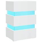 Hoogglans Wit Nachtkastje LED | Tweedekansje | OP = OP, Huis en Inrichting, Nieuw, 45 tot 65 cm, Hout, 55 tot 70 cm