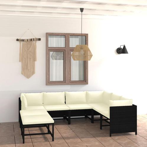 vidaXL 8-delige Loungeset met kussens poly rattan zwart, Tuin en Terras, Tuinsets en Loungesets, Loungeset, Nieuw, Rotan, Verzenden