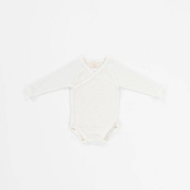 Kico Label - Merino wol - Overslag romper - Wit - 50/56, Kinderen en Baby's, Babykleding | Maat 56, Nieuw, Verzenden