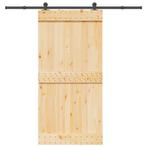 vidaXL Schuifdeur met beslag 100x210 cm massief grenenhout, Doe-het-zelf en Verbouw, Deuren en Horren, Verzenden, Nieuw