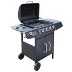 vidaXL Gasbarbecue 4+1 kookzone zwart, Tuin en Terras, Gasbarbecues, Verzenden, Nieuw