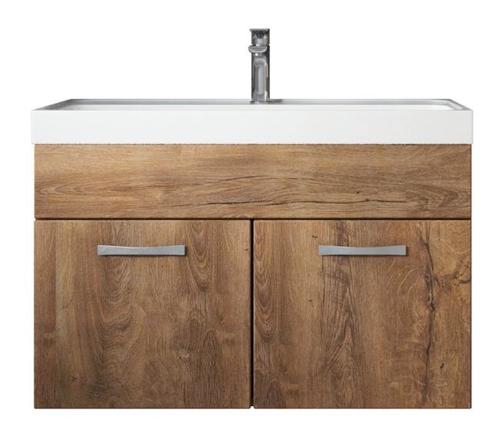 Badkamermeubel Set Paso 01 80 x 40 cm Bruin Eiken Badmeubel, Huis en Inrichting, Badkamer | Badkamermeubels, Nieuw, Wastafelkast