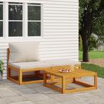 vidaXL 3-delige Loungeset met kussens massief acaciahout, Verzenden, Nieuw, Hardhout, Loungeset
