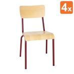 Stoelen | CANTINA | Hout/Staal |  Hout (Essen) | Rood Frame, Verzenden, Nieuw in verpakking