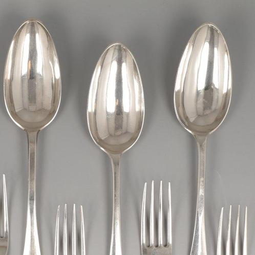 H. Overhulsman, Amsterdam 1805 - Dinervorken en dinerlepels, Antiek en Kunst, Antiek | Goud en Zilver