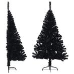 vidaXL Kunstkerstboom met standaard half 120 cm PVC zwart, Diversen, Kerst, Verzenden, Nieuw