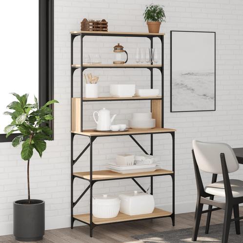 vidaXL Bakkersrek 6-laags 90x40x180 cm bewerkt hout sonoma, Huis en Inrichting, Keuken | Keukenbenodigdheden, Nieuw, Verzenden