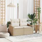 vidaXL Tuinbank met kussen Beige 123 x 62 x 69cm poly rattan, Tuin en Terras, Tuinsets en Loungesets, Verzenden, Nieuw, Rotan