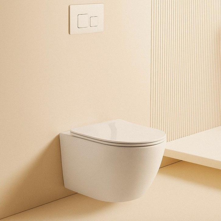 Luxe hangtoilet + soft-close deksel + inbouwreservoir, Doe-het-zelf en Verbouw, Sanitair, Nieuw, Steen, Toilet, Ophalen of Verzenden