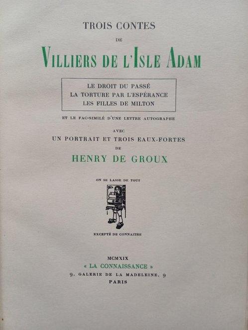 Villiers de lIsle Adam / Henry de Groux - Trois Contes -, Antiek en Kunst, Antiek | Boeken en Bijbels
