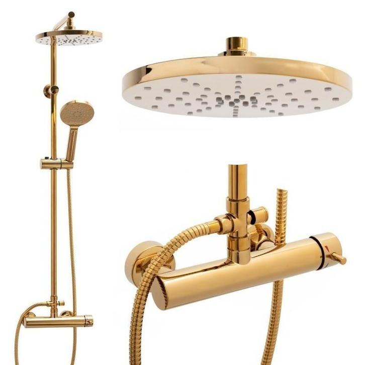 Verstelbare Gouden Regendouche met Keramische Kraan, Doe-het-zelf en Verbouw, Sanitair, Nieuw, Ophalen of Verzenden