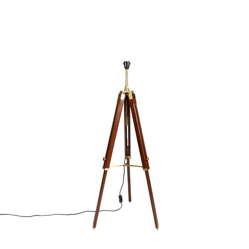 Vintage vloerlamp messing tripod - Cortin, Huis en Inrichting, Lampen | Vloerlampen, Nieuw, Overige materialen, 150 tot 200 cm