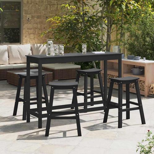 vidaXL Tuin Bar Set 4 pcs Zwart HDPE, Tuin en Terras, Tuinsets en Loungesets, Nieuw, Textileen, Verzenden