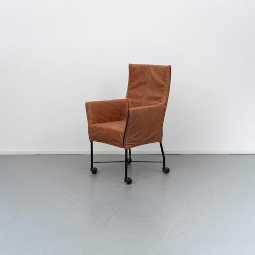 8x Montis Chaplin Stoel Buffalo Leer Cognac - Zwart/Wiel, Huis en Inrichting, Stoelen, Bruin, Zo goed als nieuw, Leer, Metaal