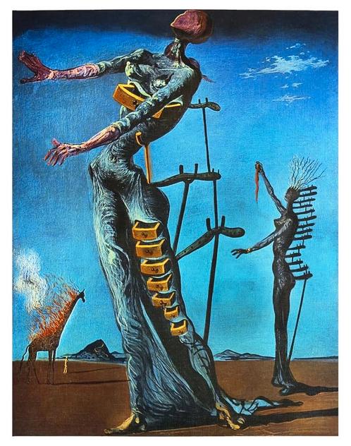 Kunstdruk Salvador Dali - La girafe en feu 60x80cm, Huis en Inrichting, Woonaccessoires | Schilderijen, Tekeningen en Foto's, Nieuw