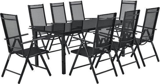 2dekans | Aluminum tuinset - Milano - 9-delig - Donkergrijs, Tuin en Terras, Tuinsets en Loungesets, Zo goed als nieuw, Ophalen of Verzenden