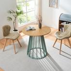 Eettafel Lensuu rond eikenkleurig en pastelgroen 80x76 cm [e, Huis en Inrichting, Verzenden, Nieuw