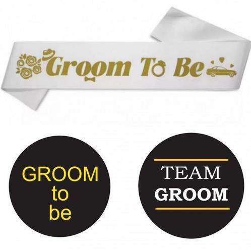 Groom to Be set Tuxedo met sjerp en buttons 14-delig, Kleding | Heren, Trouwkleding en Trouwaccessoires, Wit, Ivoor of Crème, Nieuw