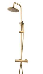 Caral douche-opbouwset + thermostaatkraan geborsteld messing, Doe-het-zelf en Verbouw, Sanitair, Verzenden, Nieuw