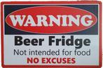 Warning Beer Fridge reclamebord, Nieuw, Verzenden