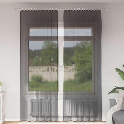 vidaXL Gordijnen voile met roedezakken 2 st zwart, Huis en Inrichting, Stoffering | Gordijnen en Lamellen, Zwart, Nieuw, Verzenden