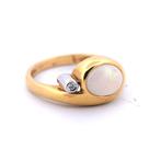 Ring - 18 karaat Geel goud - 0.82ct. tw. Opaal - Diamant -, Sieraden, Tassen en Uiterlijk, Ringen, Nieuw