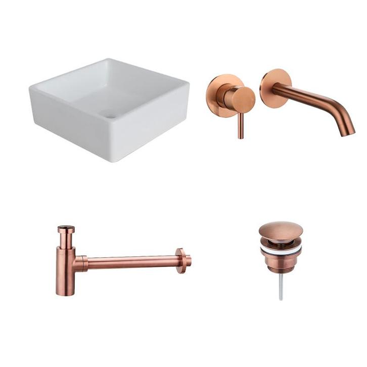 Sani Royal Keramische Waskomset Quatra Brons, Doe-het-zelf en Verbouw, Sanitair