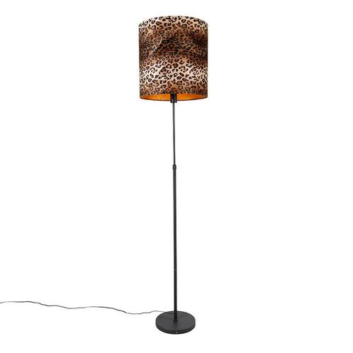 Vloerlamp zwart kap luipaard dessin 40 cm - Parte, Huis en Inrichting, Lampen | Vloerlampen, Nieuw, Overige materialen, 150 tot 200 cm