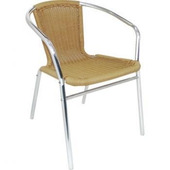 Kunststof rotan terrasstoel naturel (per 4), Zakelijke goederen, Horeca | Meubilair en Inrichting, Nieuw zonder verpakking, Ophalen of Verzenden