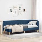 vidaXL Hoekbedframe met hoofdeinde Blauw 80 x 200 cm Stof, Verzenden, Nieuw, Blauw, Stof
