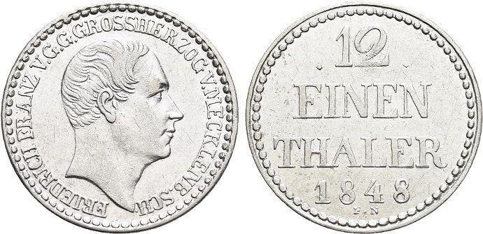 1/12 taler, daalder 1848 Fn Mecklenburg-schwerin Friedric..., Postzegels en Munten, Munten | Europa | Niet-Euromunten, Verzenden